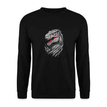 Dinosaure T-rex géométrique - Sweat-shirt Unisexe - noir - Devant - Alina (178cm) & Michal (187cm)