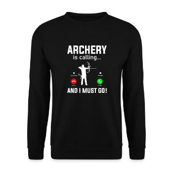 Bogenschießen Bogenschütze - Unisex Pullover - Schwarz - Vorne - Alina (178cm) & Michal (187cm)