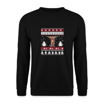 Highland Cattle Ugly Noël - Sweat-shirt Unisexe - noir - Devant - Alina (178cm) & Michal (187cm)