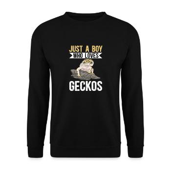 Leopardgecko Reptil Haustier Gecko - Unisex Pullover - Schwarz - Vorne - Alina (178cm) & Michal (187cm)