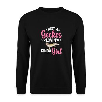 Leopard Gecko Reptile Pet Gecko - Unisex Sweatshirt - black - Front - Alina (178cm) & Michal (187cm)