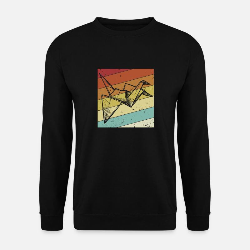 Owl Paper Crane Origami Retro - Unisex Pullover - Schwarz