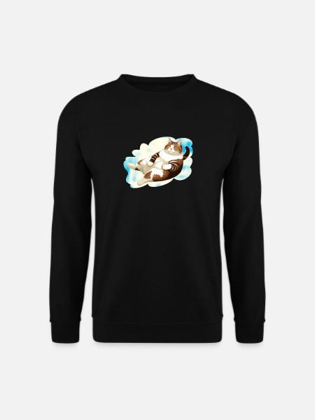 CAT FAT LYING CLOUD - Unisex Sweatshirt - black