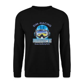 SIM RACING Dreams, Real Racing Thrills - Unisex Pullover - Schwarz - Vorne - Alina (178cm) & Michal (187cm)