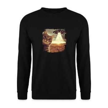 Selfie de chat et d’OVNI, Photographie de nerd bizarre - Sweat-shirt Unisexe - noir - Devant - Alina (178cm) & Michal (187cm)