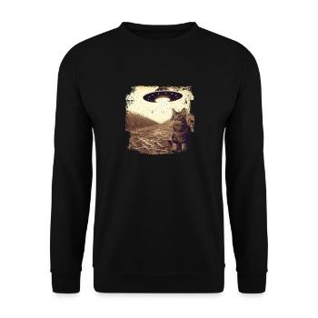 Selfie de chat et d’OVNI, Photographie de nerd bizarre - Sweat-shirt Unisexe - noir - Devant - Alina (178cm) & Michal (187cm)