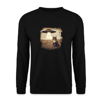 Selfie de chat et d’OVNI, Photographie de nerd bizarre - Sweat-shirt Unisexe - noir - Devant - Alina (178cm) & Michal (187cm)