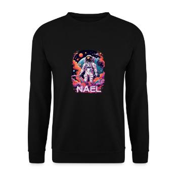 NAEL - Beau nom de garçon avec astronaute cool - Sweat-shirt Unisexe - noir - Devant - Alina (178cm) & Michal (187cm)