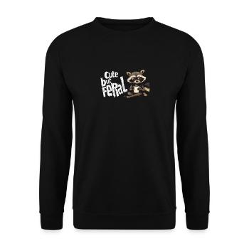 Cute but feral raccoon coffee connoisseur cartoon - Unisex Sweatshirt - black - Front - Alina (178cm) & Michal (187cm)