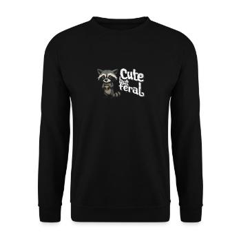 Wild und verrückt Waschbär Kaffee Trinker Cartoon - Unisex Pullover - Schwarz - Vorne - Alina (178cm) & Michal (187cm)