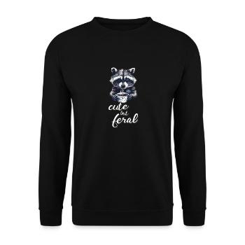 Mignon mais sauvage buveur de café raton laveur dessin animé - Sweat-shirt Unisexe - noir - Devant - Alina (178cm) & Michal (187cm)