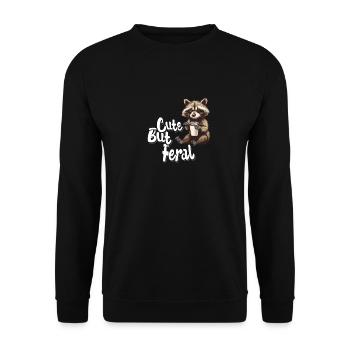 Mignon mais sauvage buveur de café raton laveur dessin animé - Sweat-shirt Unisexe - noir - Devant - Alina (178cm) & Michal (187cm)