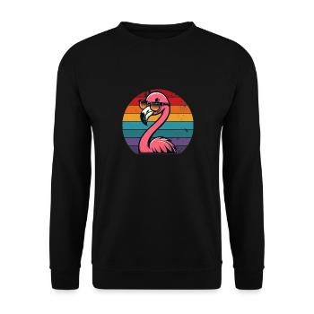 Cool Retro Flamingo in Sunglasses Funny Flamingo - Unisex Sweatshirt - black - Front - Alina (178cm) & Michal (187cm)