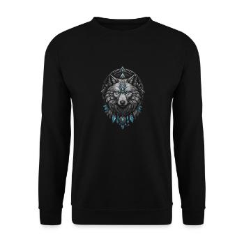 Viking Arctic Wolf - Unisex Sweatshirt - black - Front - Alina (178cm) & Michal (187cm)