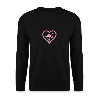 T-shirt coeur rose flamant rose - Espèces d’échassiers - Sweat-shirt Unisexe - noir - Devant - Alina (178cm) & Michal (187cm)