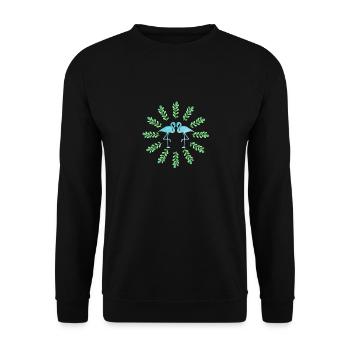 Two Tropical Flamingos Wading Bird leaves Cool Art - Unisex Sweatshirt - black - Front - Alina (178cm) & Michal (187cm)