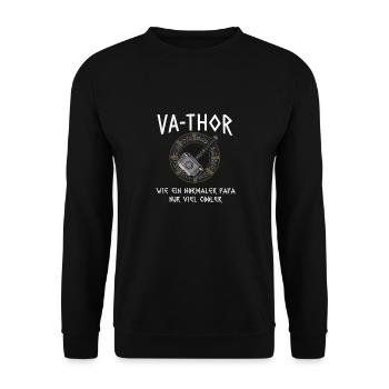 VA-THOR Für den coolsten Papa Episch und Humorvoll - Unisex Pullover - Schwarz - Vorne - Alina (178cm) & Michal (187cm)