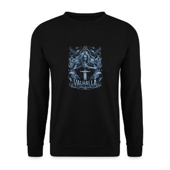 Episches Valhalla Design Nordische Mythologie - Unisex Pullover - Schwarz - Vorne - Alina (178cm) & Michal (187cm)