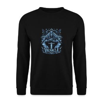 Episches Valhalla Design Nordische Mythologie - Unisex Pullover - Schwarz - Vorne - Alina (178cm) & Michal (187cm)
