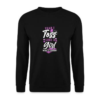 Cornhole Team Bean Bag Player - Unisex Pullover - Schwarz - Vorne - Alina (178cm) & Michal (187cm)