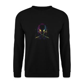 Festival UFO Alien DJ with Headphones Alien - Unisex Sweatshirt - black - Front - Alina (178cm) & Michal (187cm)
