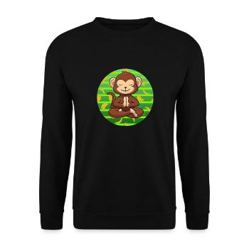 Yoga Monkey Zoo Om Meditating - Unisex Pullover - Schwarz - Vorne - Alina (178cm) & Michal (187cm)