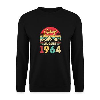 60 Year Old Birthday August 1964 Vintage Men Woman - Unisex Sweatshirt - black - Front - Alina (178cm) & Michal (187cm)