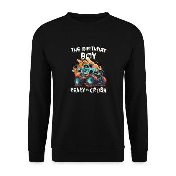 Birthday Boy ist bereit zu zerquetschen, T Rex Dino - Unisex Pullover - Schwarz - Vorne - Alina (178cm) & Michal (187cm)