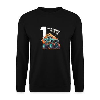 1 Jahr alt & bereit zum Zerquetschen - 1. Geburtstagskind - Unisex Pullover - Schwarz - Vorne - Alina (178cm) & Michal (187cm)