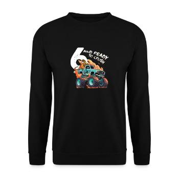 6 Jahre alt & bereit zum Zerquetschen - 6. Geburtstagskind - Unisex Pullover - Schwarz - Vorne - Alina (178cm) & Michal (187cm)