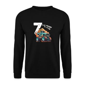 Monster Truck garçon 7e anniversaire - 7 ans & - Sweat-shirt Unisexe - noir - Devant - Alina (178cm) & Michal (187cm)