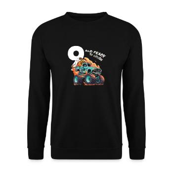 9e anniversaire cadeau garçons, 9 et prêt à écraser w - Sweat-shirt Unisexe - noir - Devant - Alina (178cm) & Michal (187cm)
