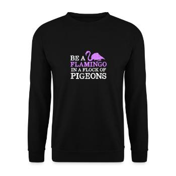 Être Un Flamant Dans Une Volée De Pigeons Drôle D’oiseau - Sweat-shirt Unisexe - noir - Devant - Alina (178cm) & Michal (187cm)
