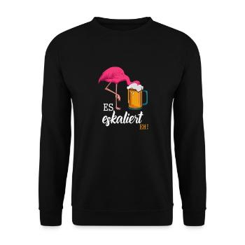 It's escalating anyway! – Flamingo for party lovers - Unisex Sweatshirt - black - Front - Alina (178cm) & Michal (187cm)