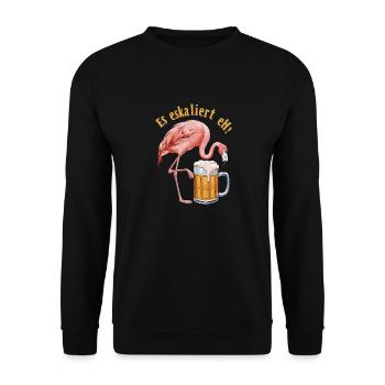 It's escalating anyway! – Flamingo for party lovers - Unisex Sweatshirt - black - Front - Alina (178cm) & Michal (187cm)
