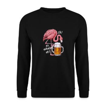 It's escalating anyway! – Flamingo for party lovers - Unisex Sweatshirt - black - Front - Alina (178cm) & Michal (187cm)