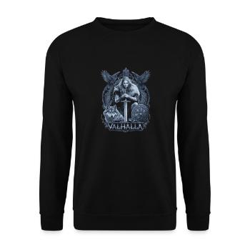 Schildmaid Valhalla Design Nordische Mythologie - Unisex Pullover - Schwarz - Vorne - Alina (178cm) & Michal (187cm)