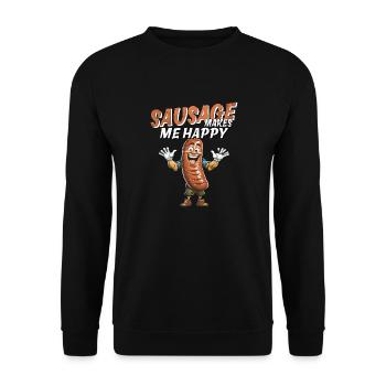 SAUSAGE MAKES ME HAPPY - Unisex Sweatshirt - black - Front - Alina (178cm) & Michal (187cm)