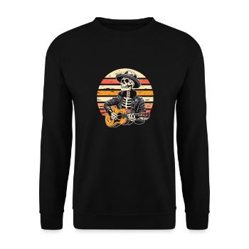 Halloween Skeleton Playing Guitar Rock And Roll - Unisex Pullover - Schwarz - Vorne - Alina (178cm) & Michal (187cm)