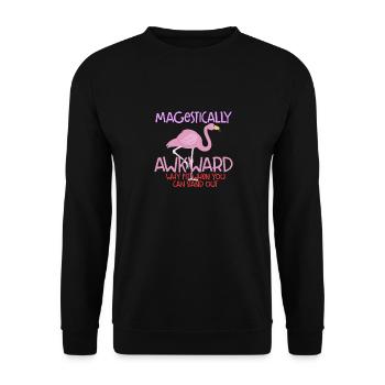 T-shirt Majestically Awkward - Oiseau flamant rose - Sweat-shirt Unisexe - noir - Devant - Alina (178cm) & Michal (187cm)