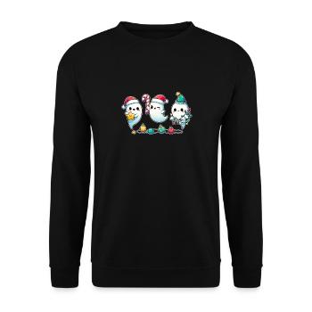 Ghosts for Christmas ghosts - Unisex Pullover - Schwarz - Vorne - Alina (178cm) & Michal (187cm)