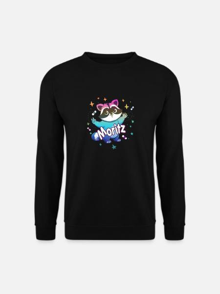 MORITZ - Schöner Jungen Name mit süßem Waschbär - Unisex Pullover - Schwarz