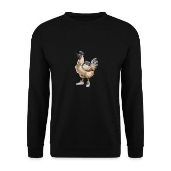 Lustiger Hipster Hahn Mit Sonnenbrille Und - Unisex Pullover - Schwarz - Vorne - Alina (178cm) & Michal (187cm)