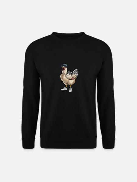 Lustiger Hipster Hahn Mit Sonnenbrille Und - Unisex Pullover - Schwarz