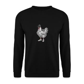 Cool hip-hop chicken with sunglasses and sneakers - Unisex Sweatshirt - black - Front - Alina (178cm) & Michal (187cm)