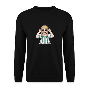 Cool girl with sunglasses and pigtails in the - Unisex Sweatshirt - black - Front - Alina (178cm) & Michal (187cm)