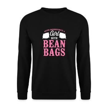 Cornhole Team Bean Bag Player - Unisex Sweatshirt - black - Front - Alina (178cm) & Michal (187cm)
