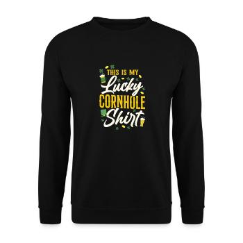Cornhole Team Bean Bag Player - Unisex Sweatshirt - black - Front - Alina (178cm) & Michal (187cm)
