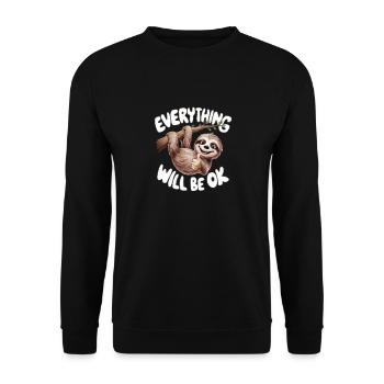 Motivierendes Faultier Alles wird gut - Unisex Pullover - Schwarz - Vorne - Alina (178cm) & Michal (187cm)