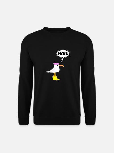 Moin Möwe Stiefel Sprechblase Frauen Gummistiefel - Unisex Pullover - Schwarz